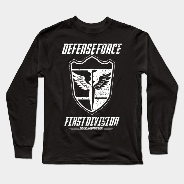 KAIJU No 8: DEFENSE FORCE FIRST DIVISION (WHITE/GRUNGE) Long Sleeve T-Shirt by FunGangStore